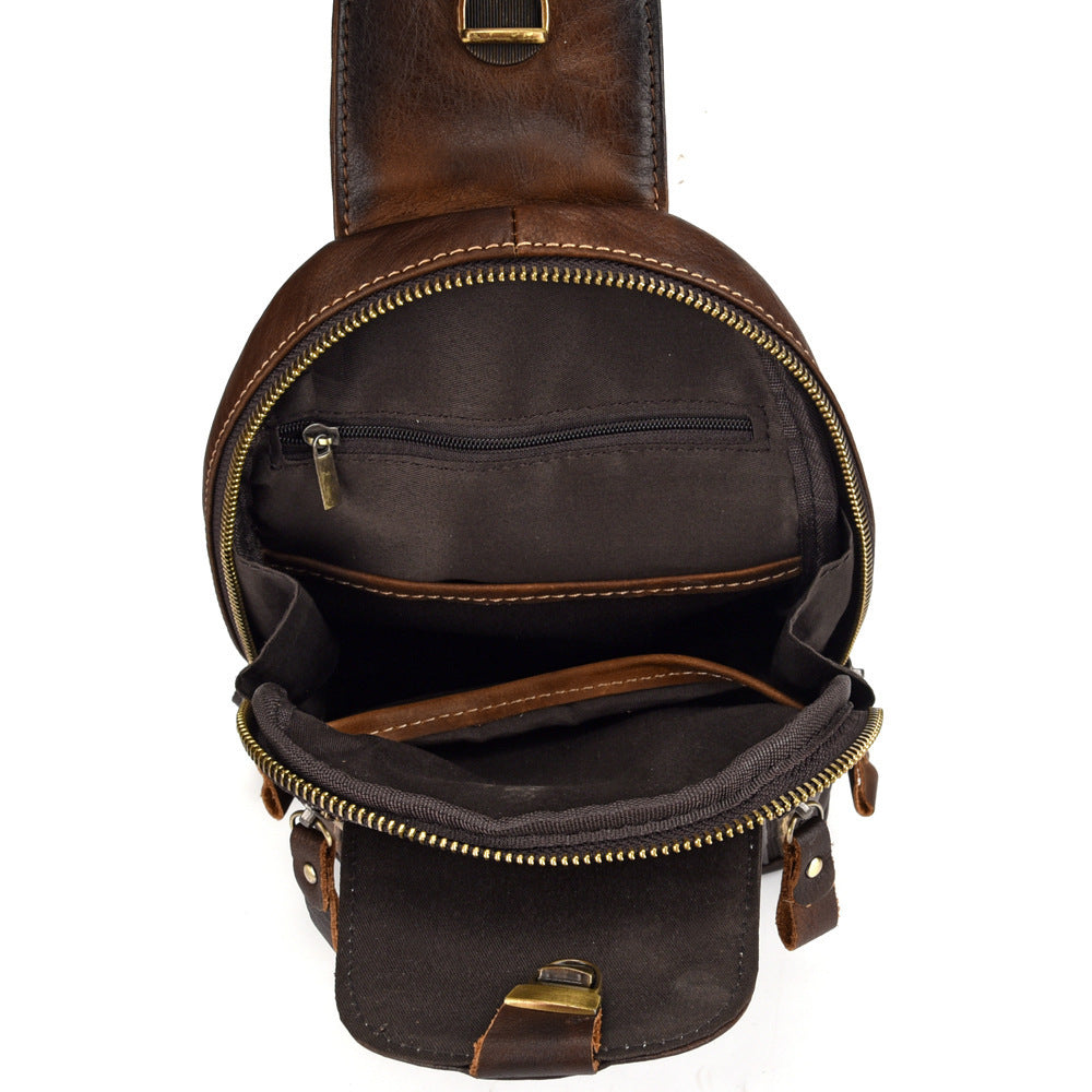 Men's Leather Head Leather One Shoulder Messenger Bag Leisure Chest Bag