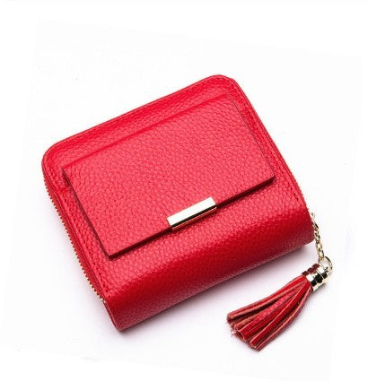 Short wallet high-end purse with lychee grain buck