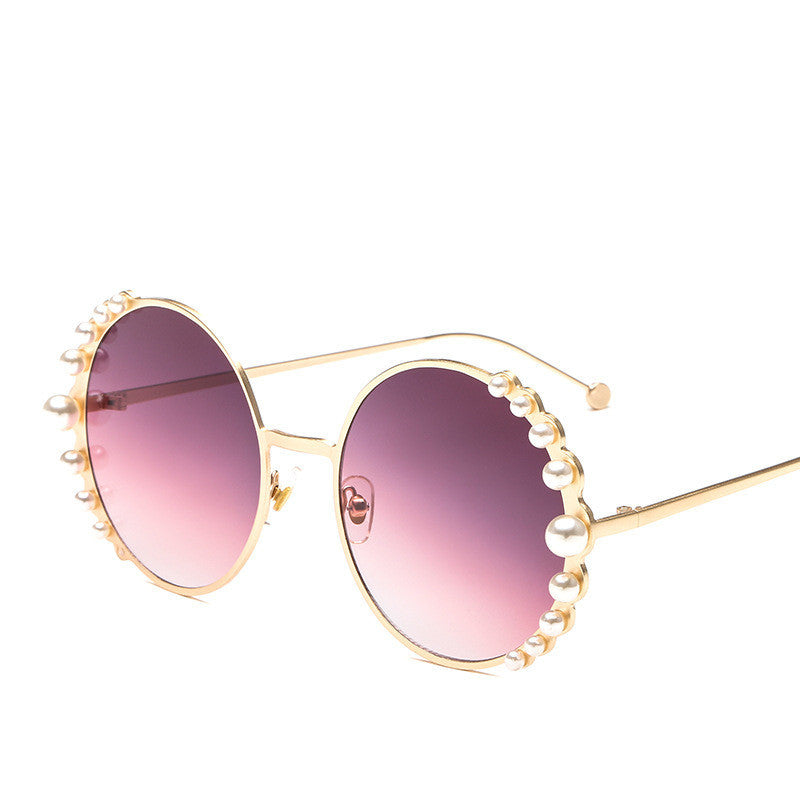 Round frame pearl sunglasses ladies sunglasses