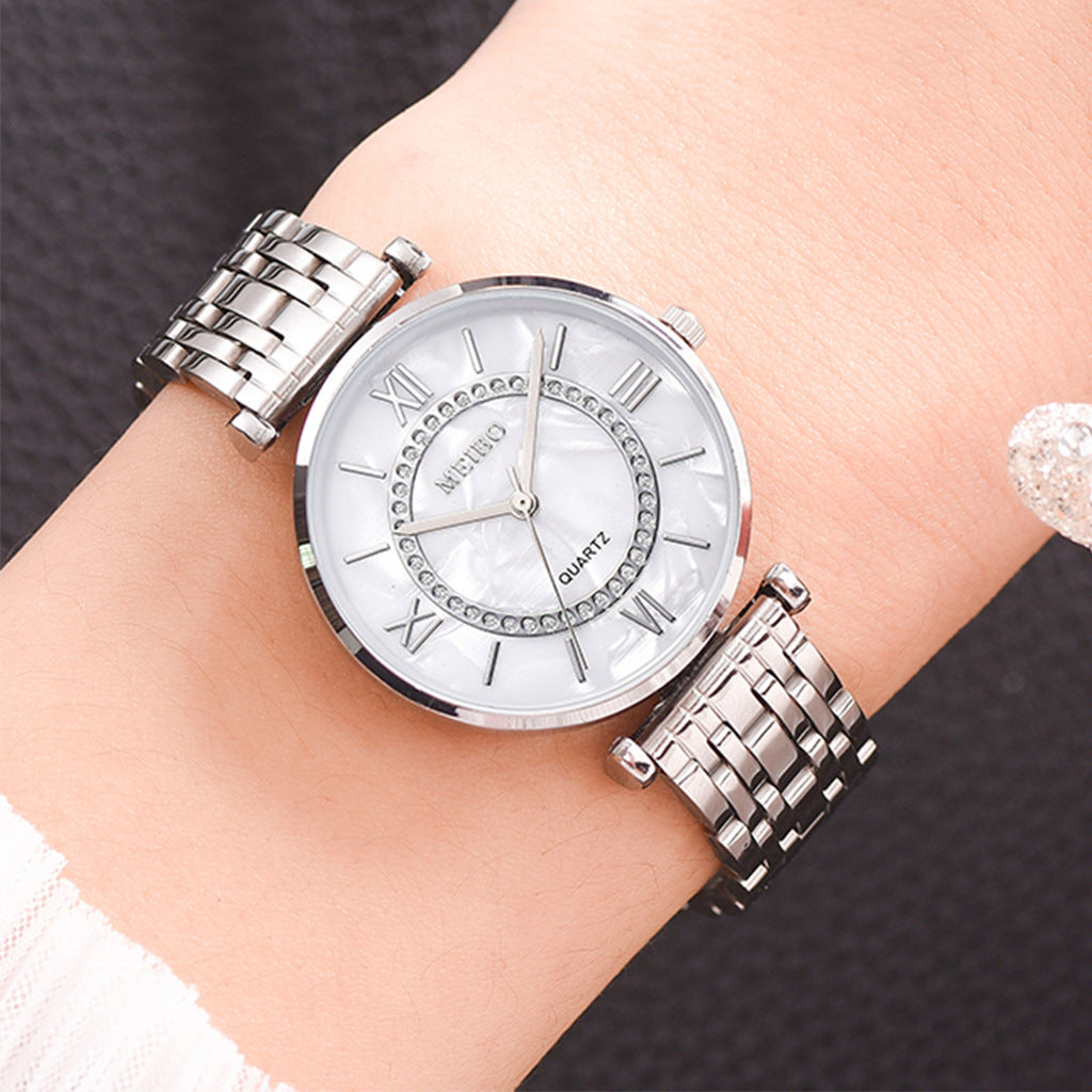 Alloy steel band ladies watch