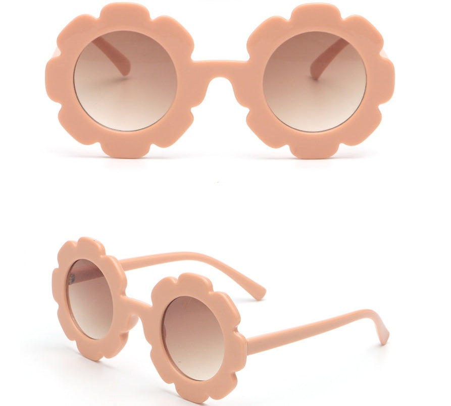 Round frame children's sunglasses personality small flowers girls sunglasses