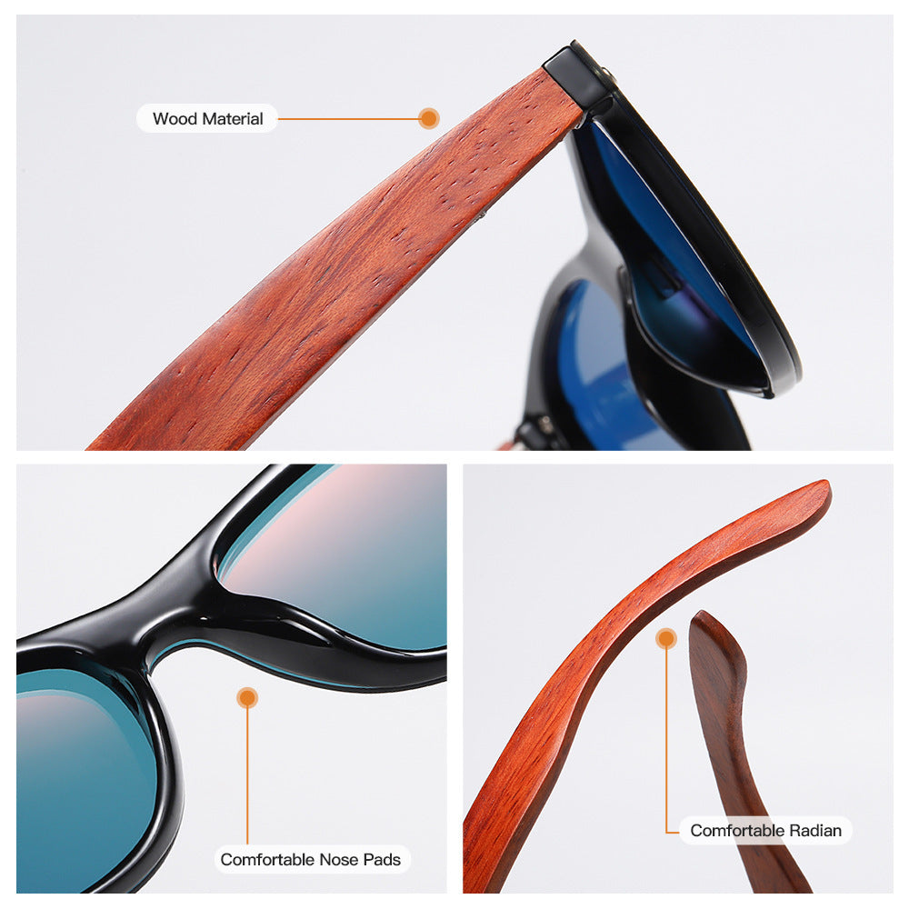 New Style One-piece Mirror Bamboo Wood Glasses High-grade Polarized Wooden Sunglasses