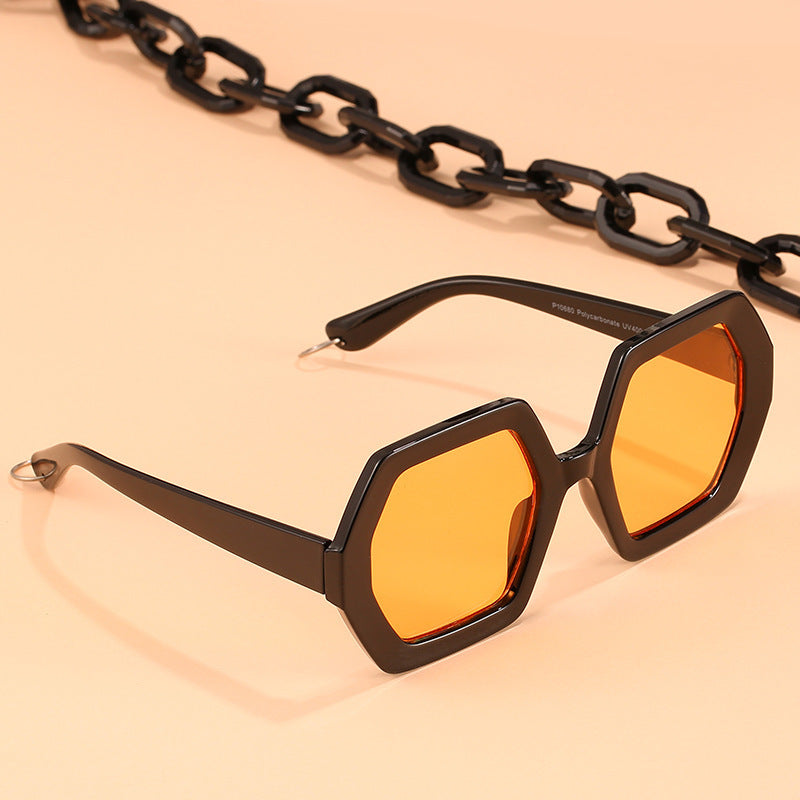 Personality Chain Sunglasses Exaggerated Octagonal Sunglasses