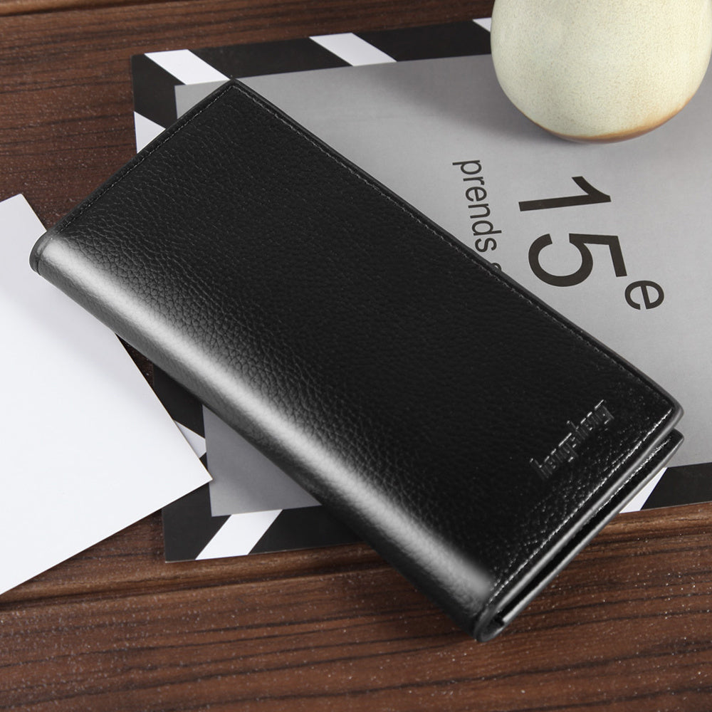 Soft leather long slim wallet