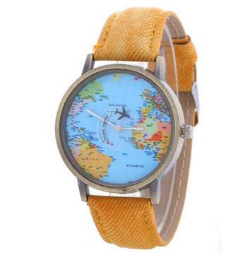 Canvas Band Map Dial Plate Watch