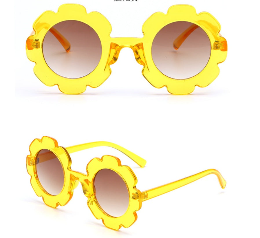 Round frame children's sunglasses personality small flowers girls sunglasses