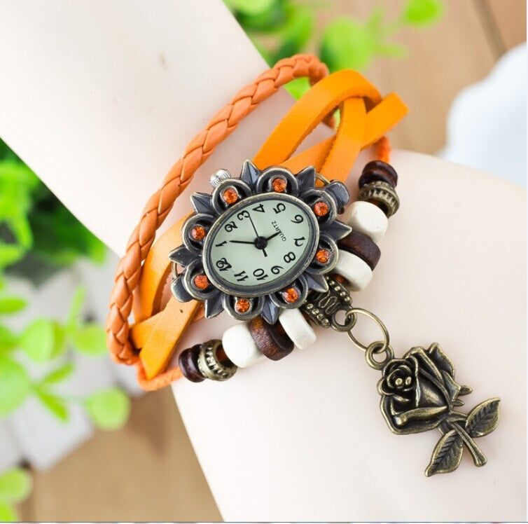 Fashionable Casual Ladies Watch Leather Wrapped Bracelet Epidermis Women Table Butterfly Pendants Wholesale Children Table