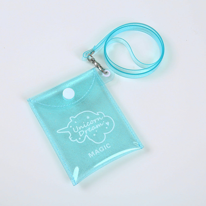 Transparent lanyard wallet card holder