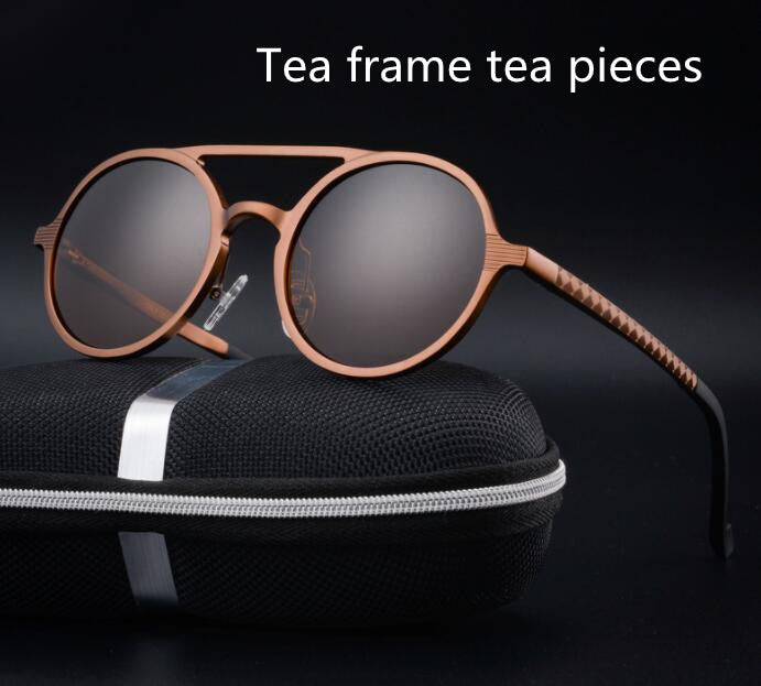 Retro Aluminum Magnesium Sunglasses Polarized Lens Vintage Eyewear Accessories Sun Glasses Driving Men Round Sunglasses