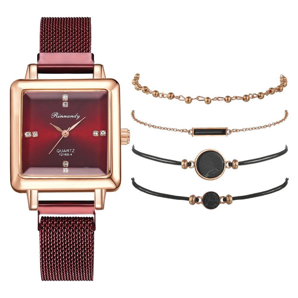 Square head fashion watch alloy mesh belt quartz watch