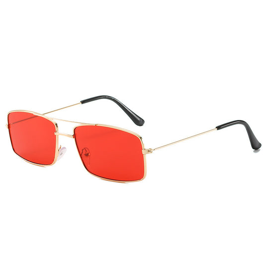 Retro square double beam glasses