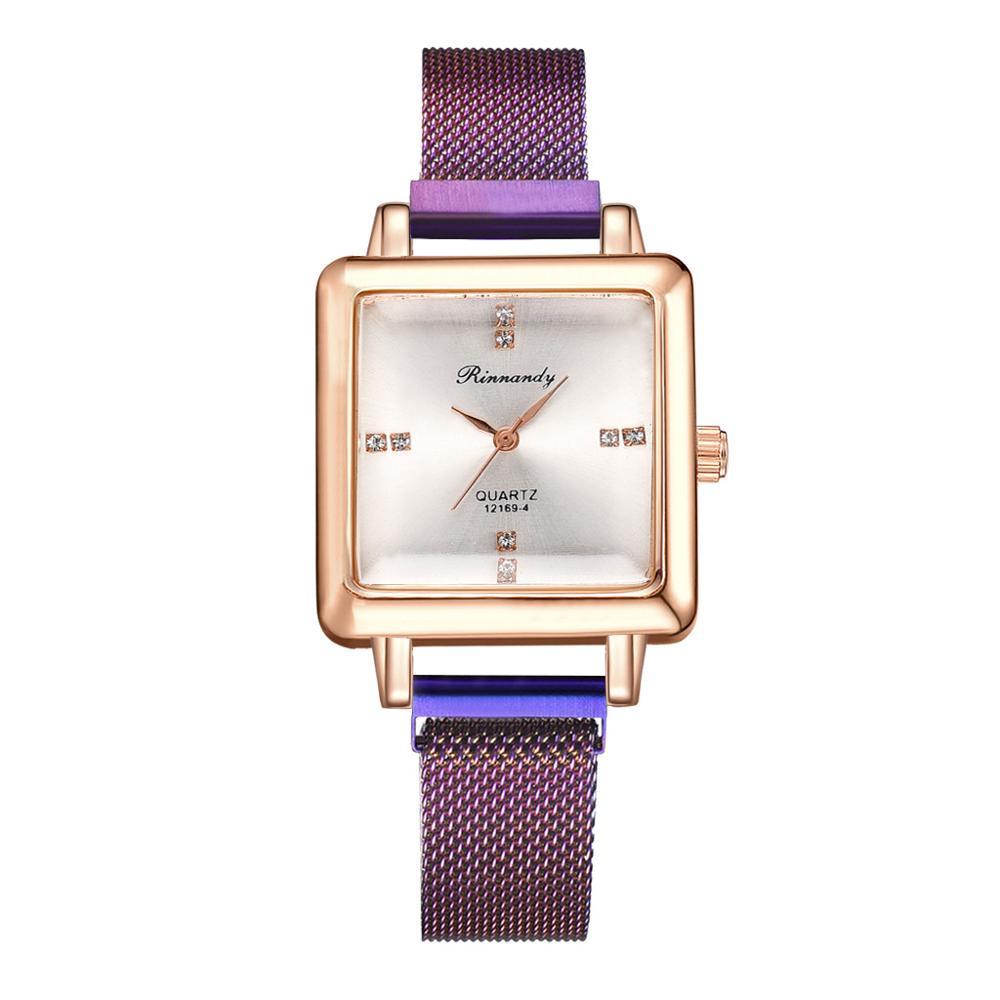 Square head fashion watch alloy mesh belt quartz watch