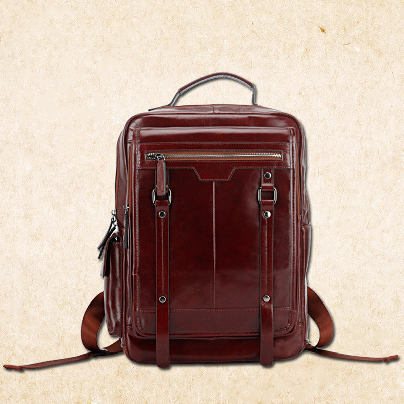 Fashion large-capacity portable leather backpack