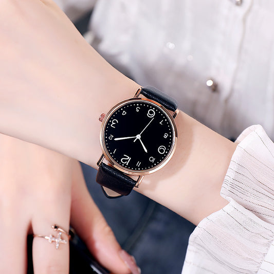 Women's Casual Fashion Numbers Leather Belt Quartz Watch