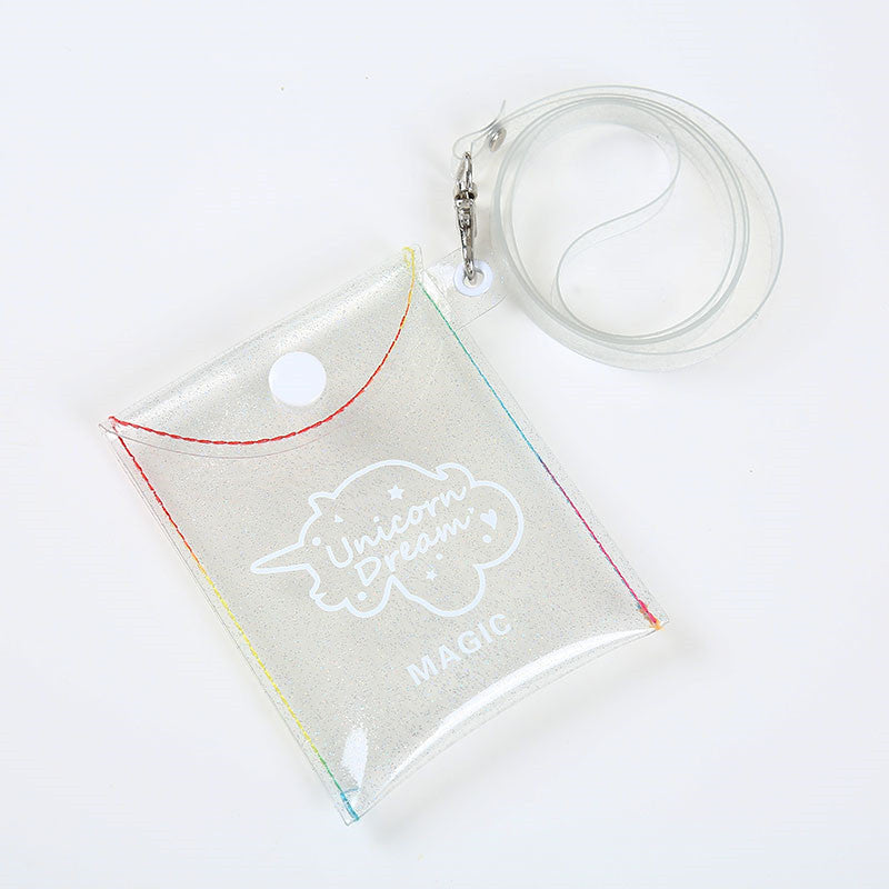 Transparent lanyard wallet card holder