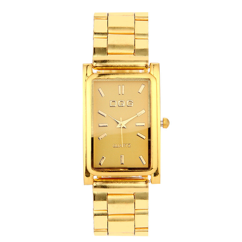 Men's Gold Square Watch Head Pin Buckle Quartz Watch