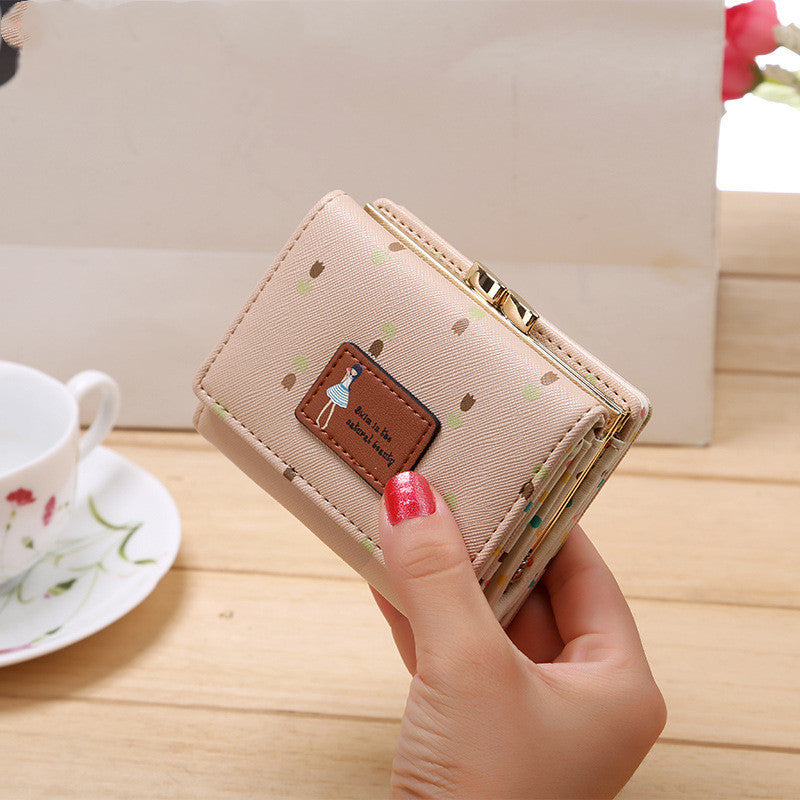 Wallet High-grade PU Leather Three Fold Lady's Wallet Short Cute Mini Purse Female