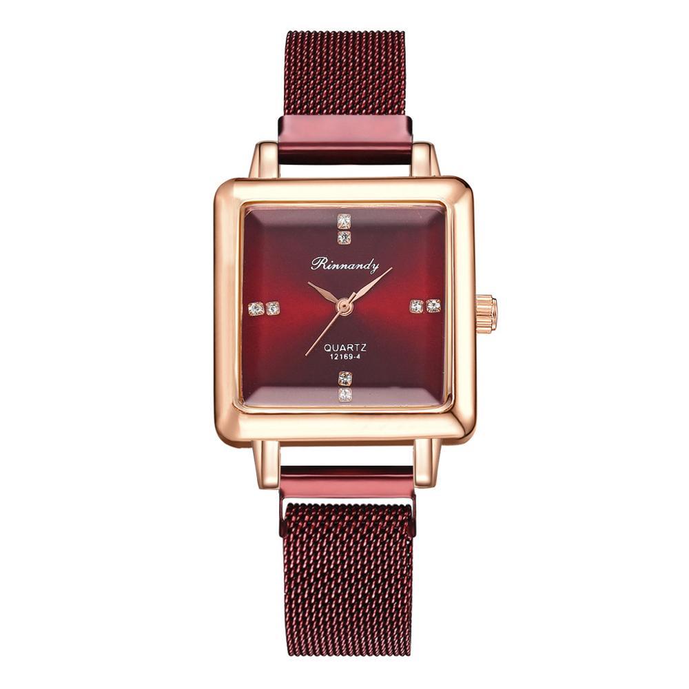 Square head fashion watch alloy mesh belt quartz watch