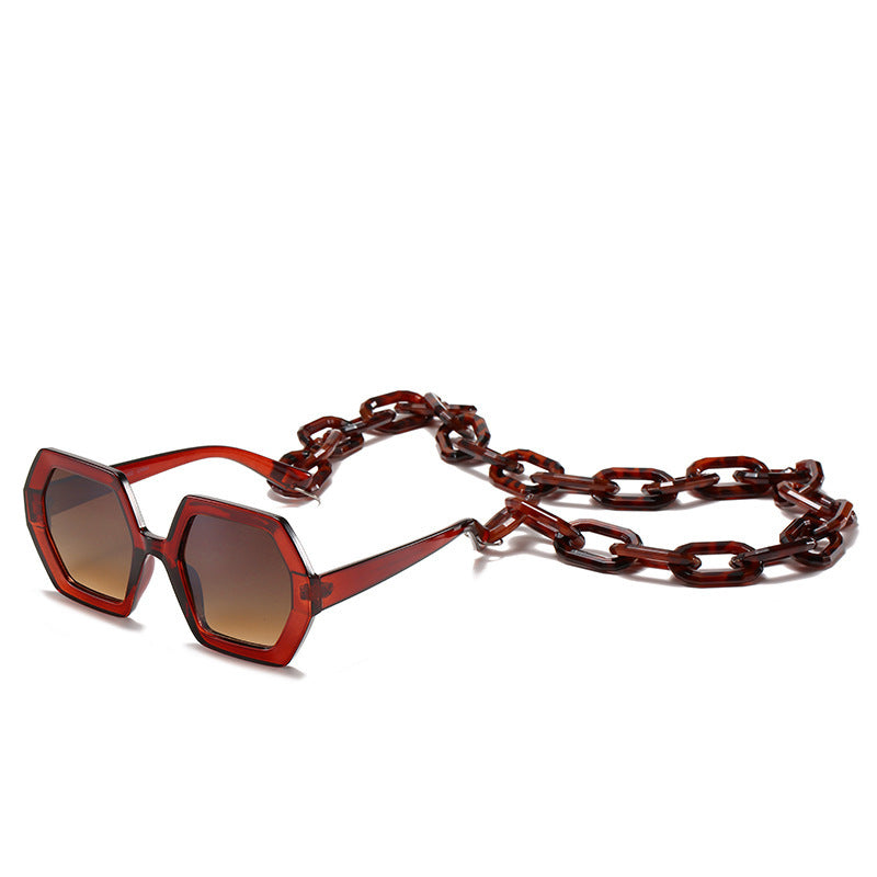 Personality Chain Sunglasses Exaggerated Octagonal Sunglasses