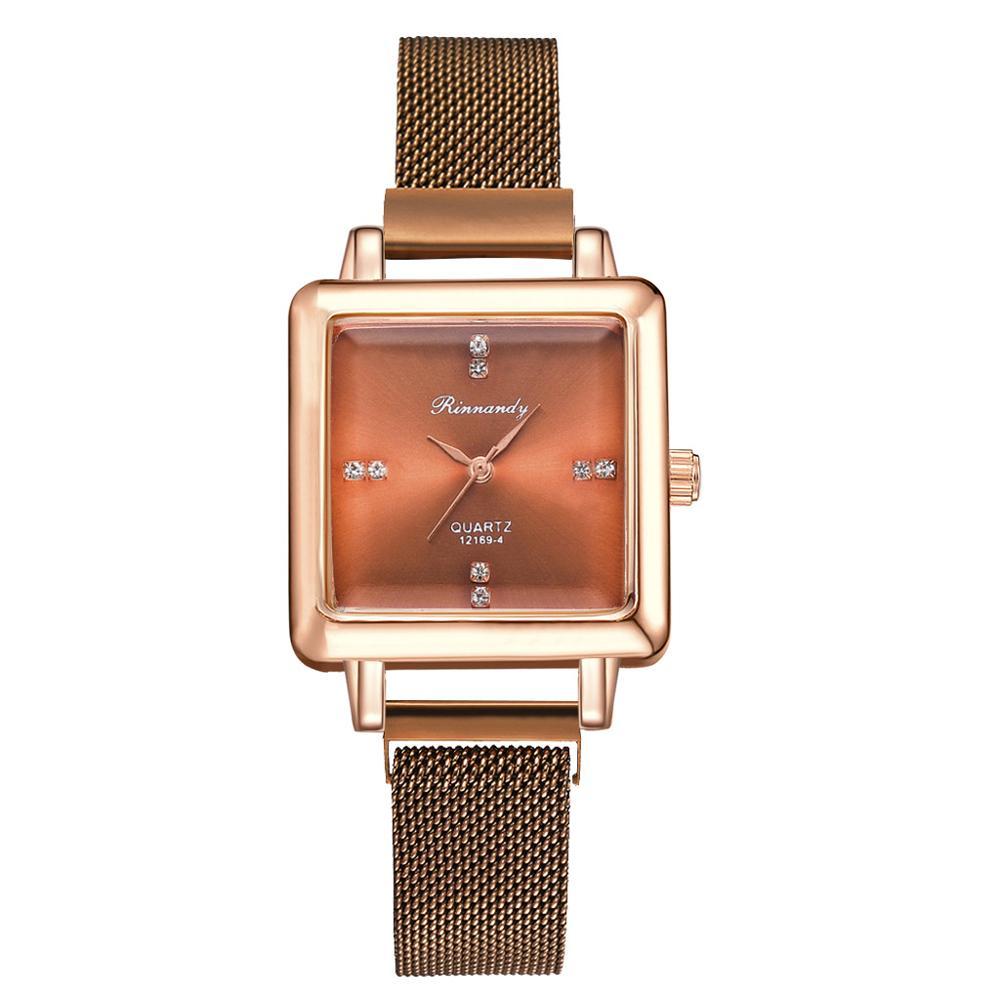 Square head fashion watch alloy mesh belt quartz watch