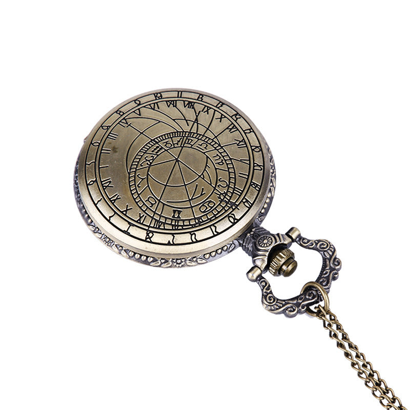 Large retro classic clamshell rune pocket watch