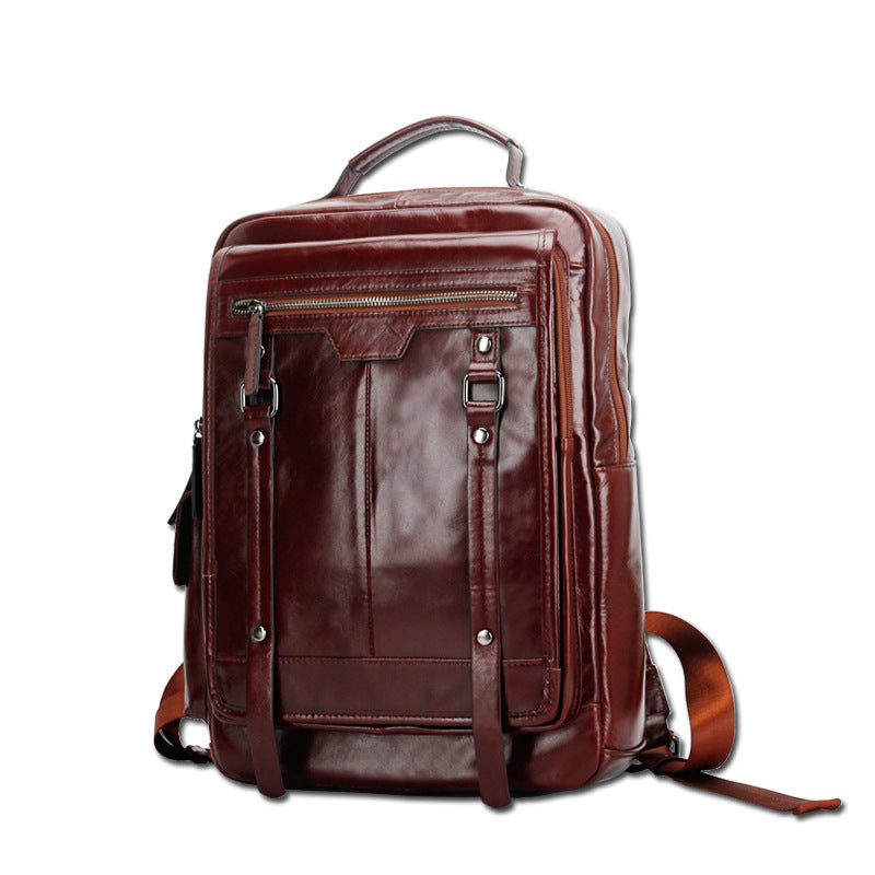 Fashion large-capacity portable leather backpack