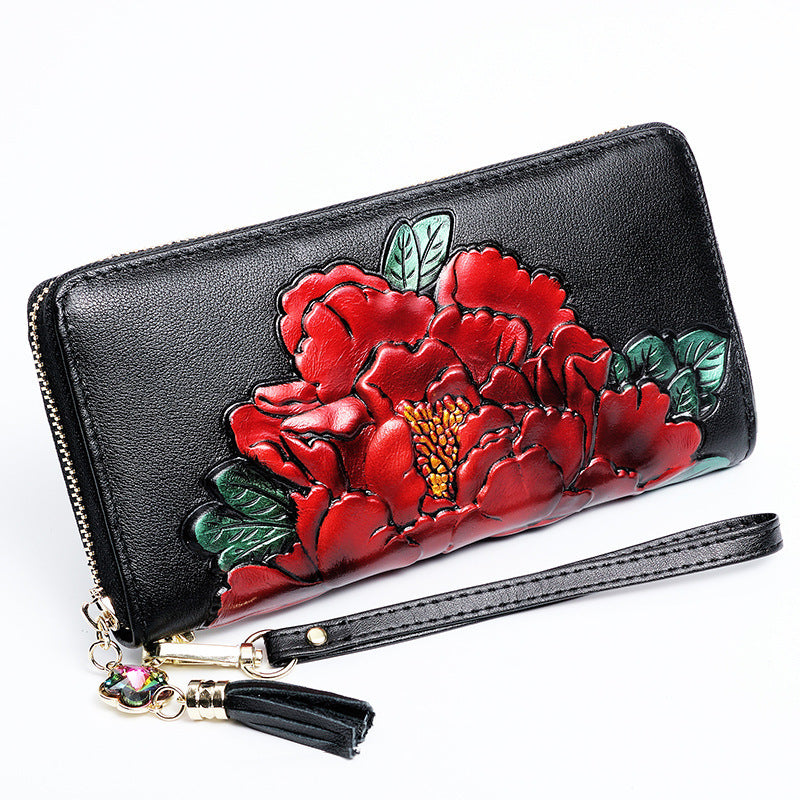 Leather zipper Korean style first layer leather wallet