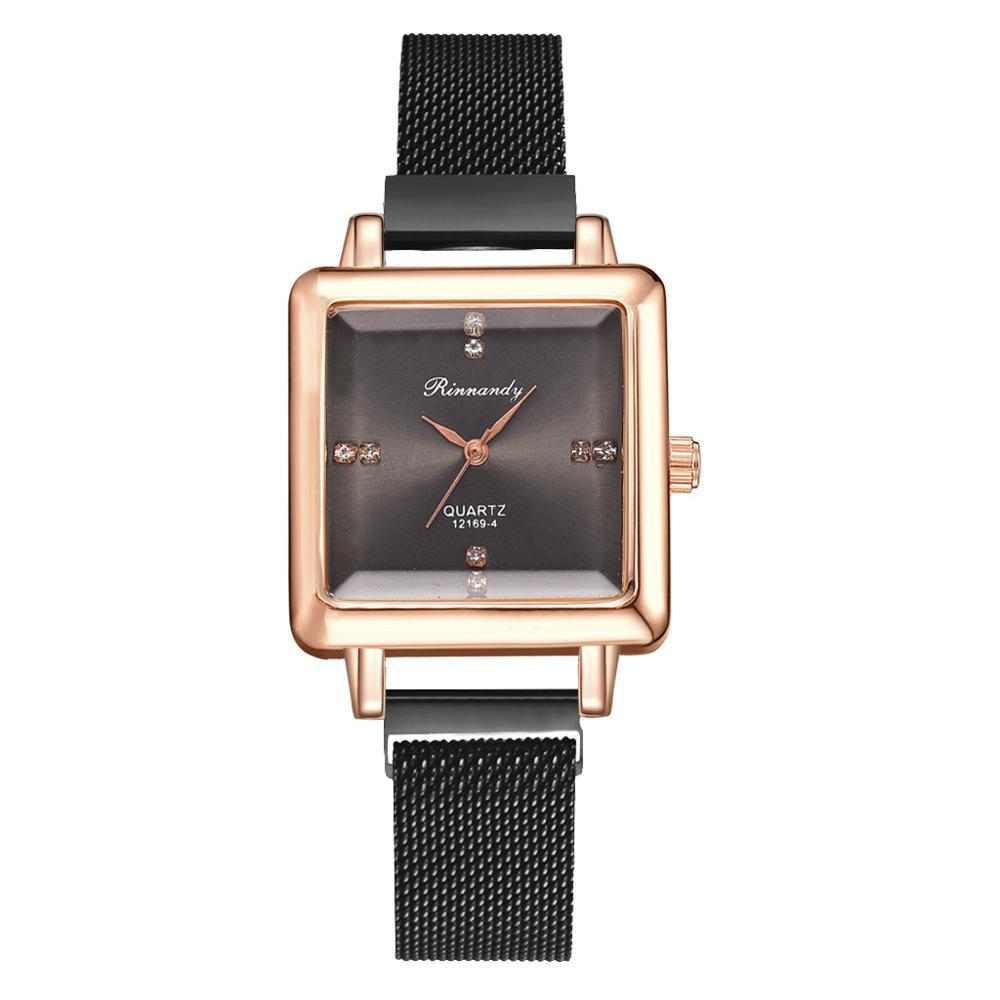 Square head fashion watch alloy mesh belt quartz watch