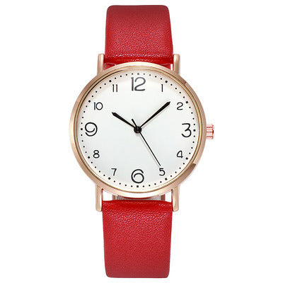 Women's Casual Fashion Numbers Leather Belt Quartz Watch