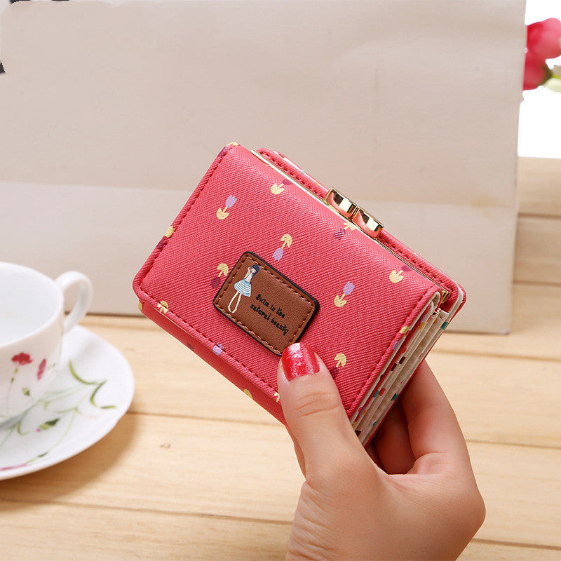 Wallet High-grade PU Leather Three Fold Lady's Wallet Short Cute Mini Purse Female