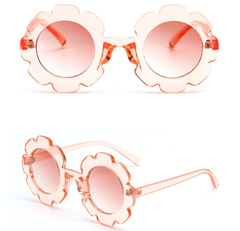 Round frame children's sunglasses personality small flowers girls sunglasses