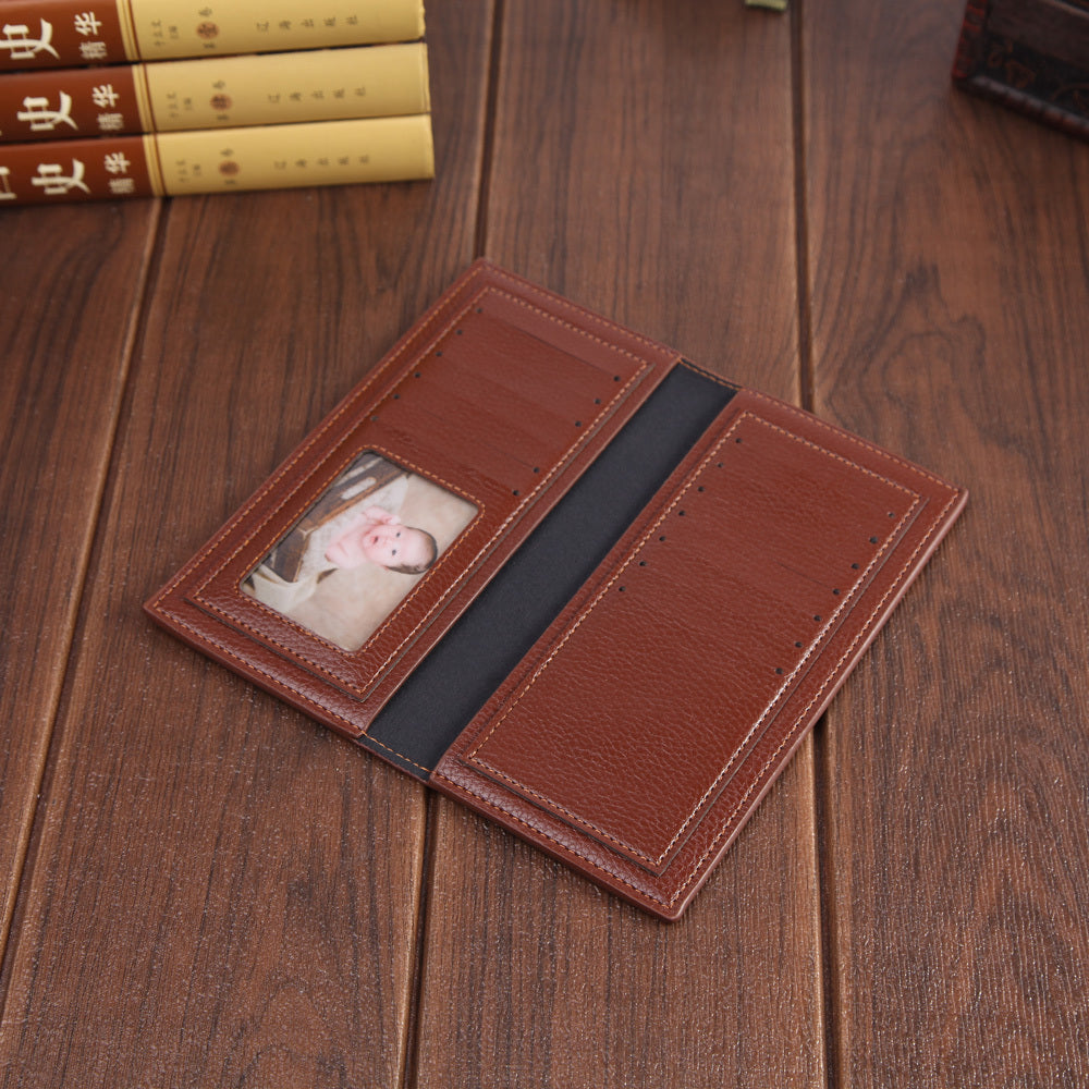 Soft leather long slim wallet