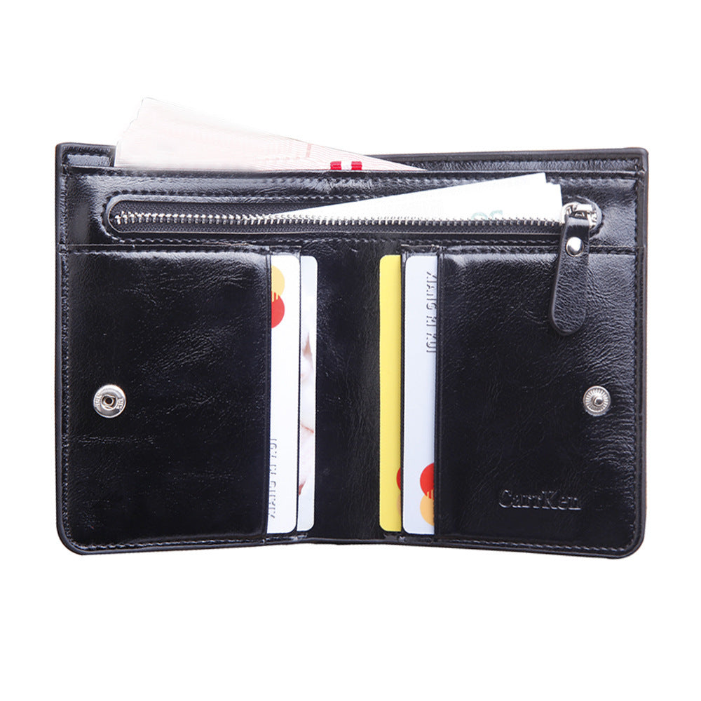 Men's short zippered wallet