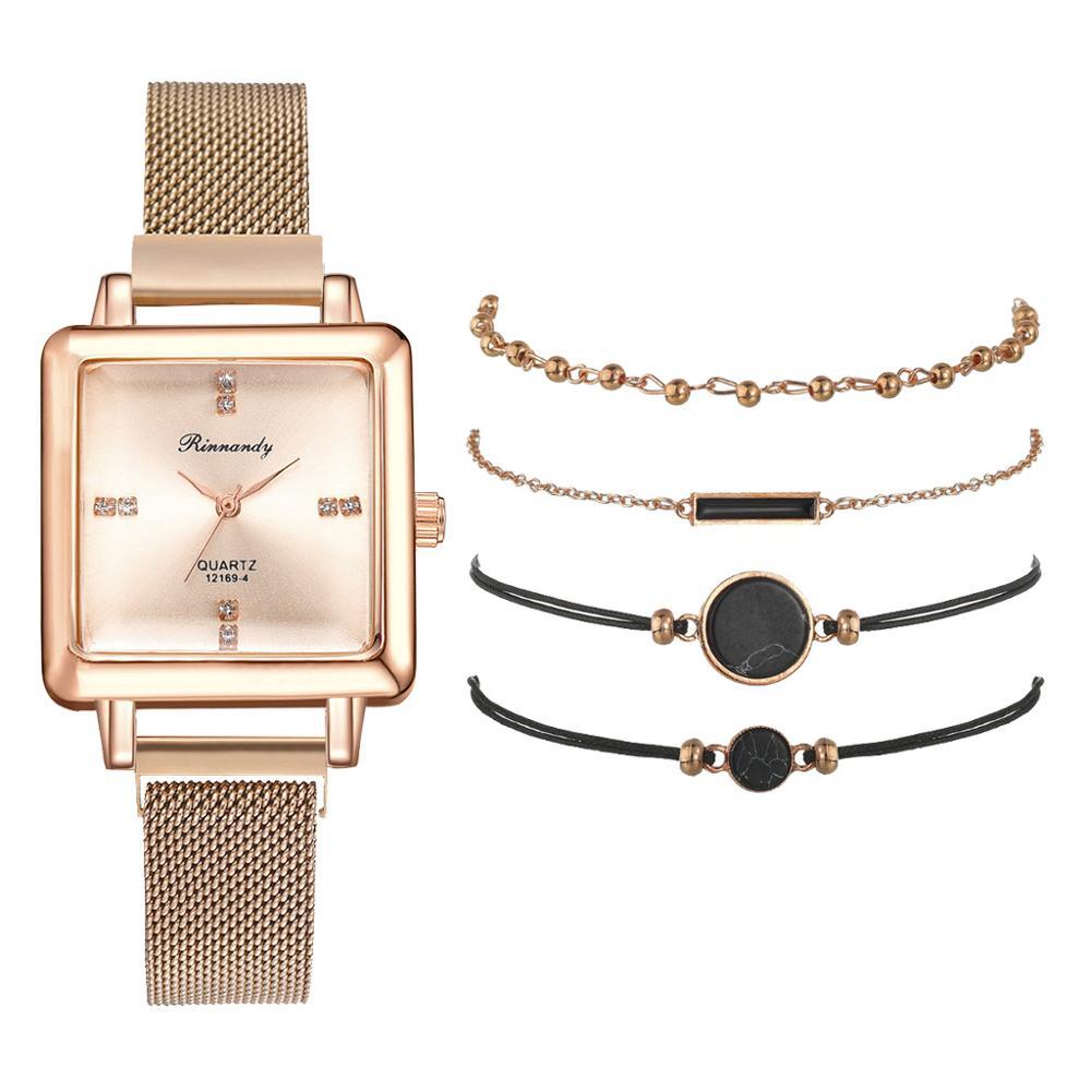 Square head fashion watch alloy mesh belt quartz watch