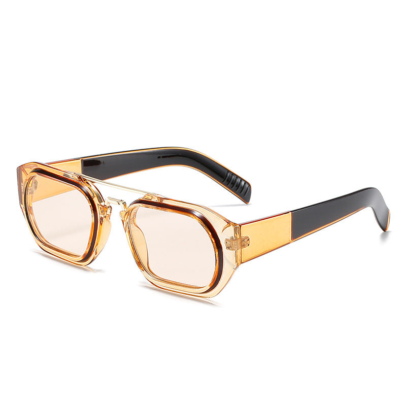 European And American Internet Celebrities With Copper Film Square Glasses