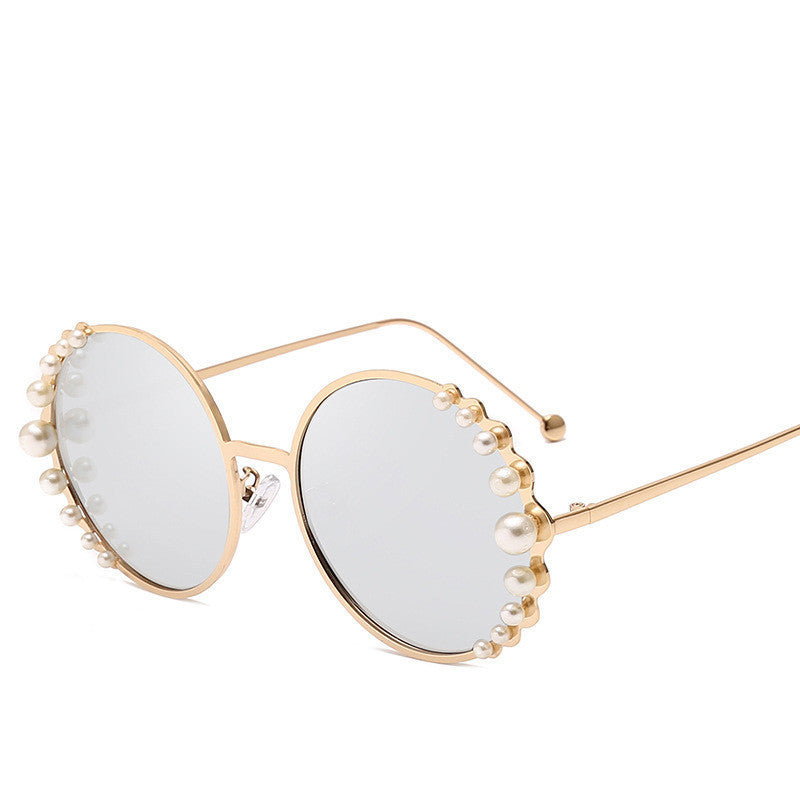 Round frame pearl sunglasses ladies sunglasses