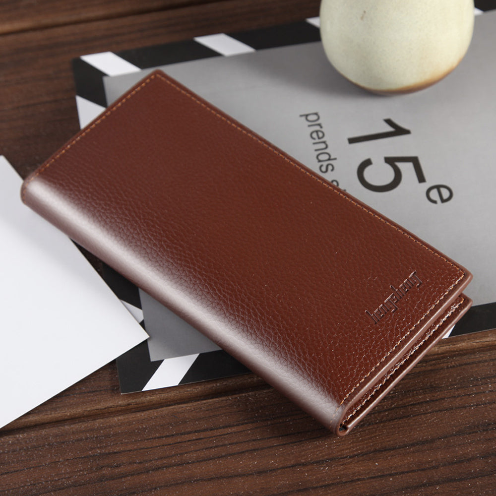 Soft leather long slim wallet