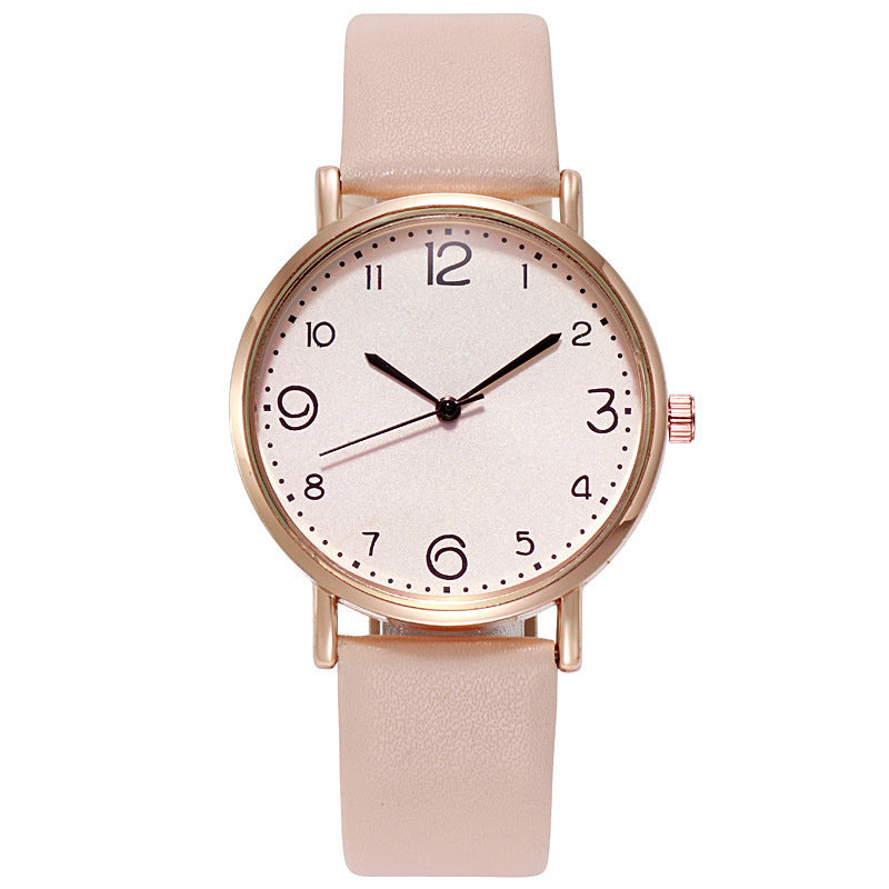 Women's Casual Fashion Numbers Leather Belt Quartz Watch