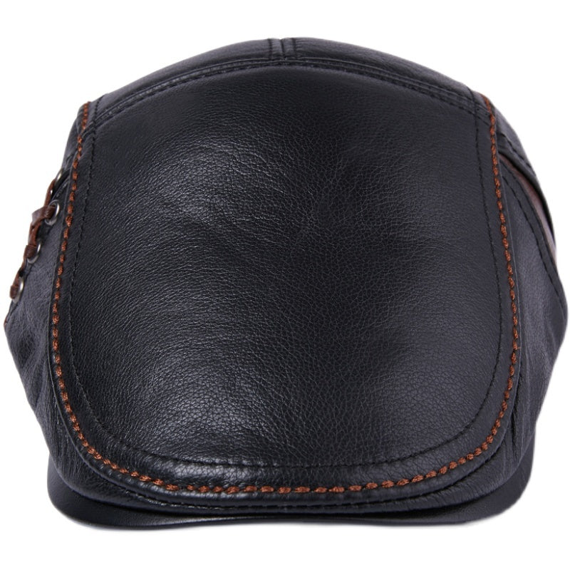 Men's Cowhide Beret Leather Hat