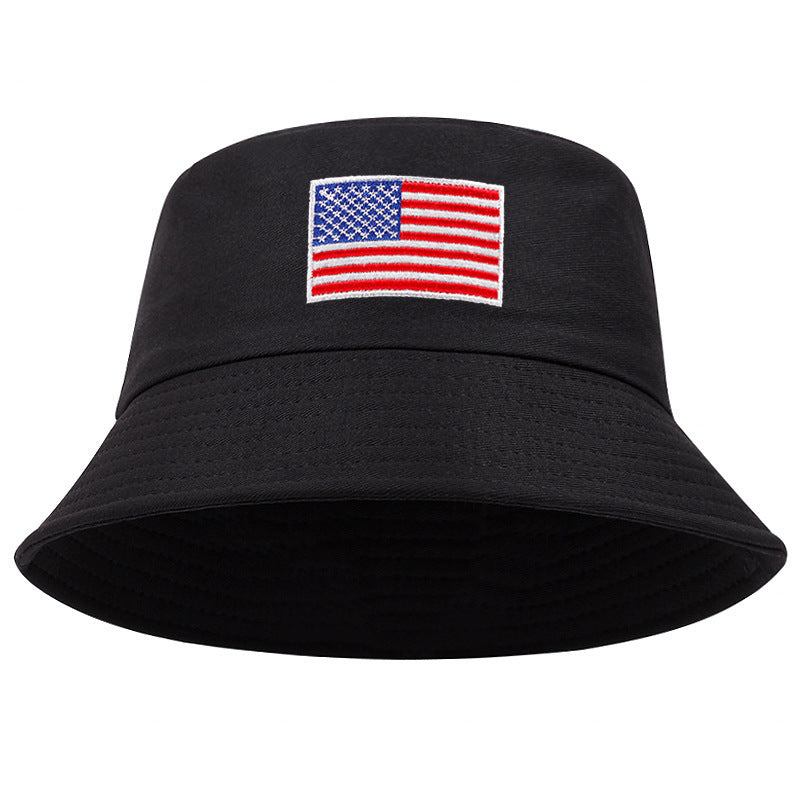 Stars And Stripes Embroidered Fisherman Sun-proof Bucket Hat