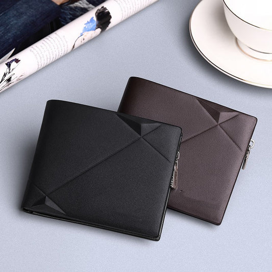 Men's Short Genuine Leather Multi-card-slot Simple Wallet