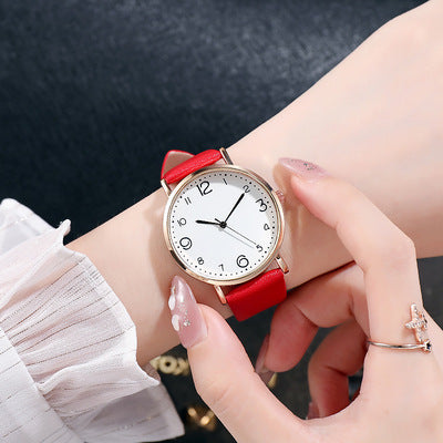 Women's Casual Fashion Numbers Leather Belt Quartz Watch