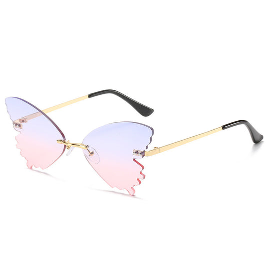 Butterfly Rimless Sunglasses Street Shooting Funny Sunglasses