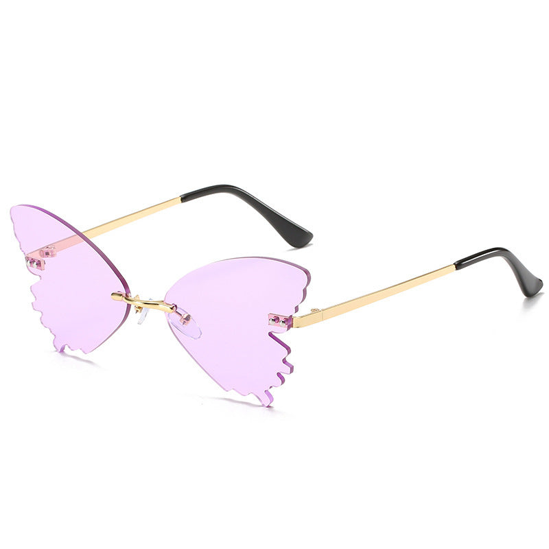 Butterfly Rimless Sunglasses Street Shooting Funny Sunglasses