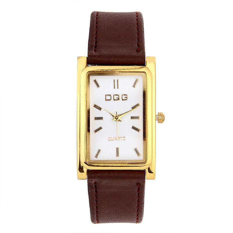 Men's Gold Square Watch Head Pin Buckle Quartz Watch