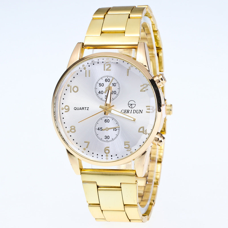 Men's Gold Strap Two Eye Quartz Watch