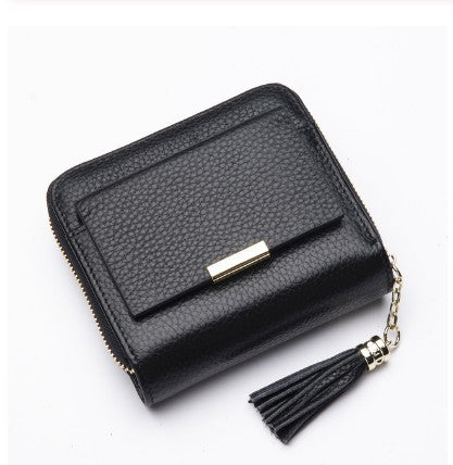 Short wallet high-end purse with lychee grain buck