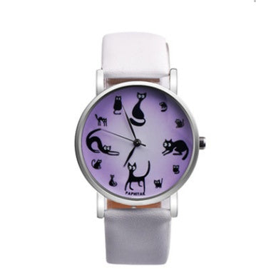 Explosive cat light skin girl belt watch small lazy animal quartz watch