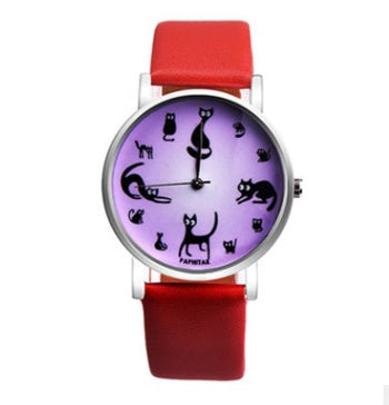 Explosive cat light skin girl belt watch small lazy animal quartz watch