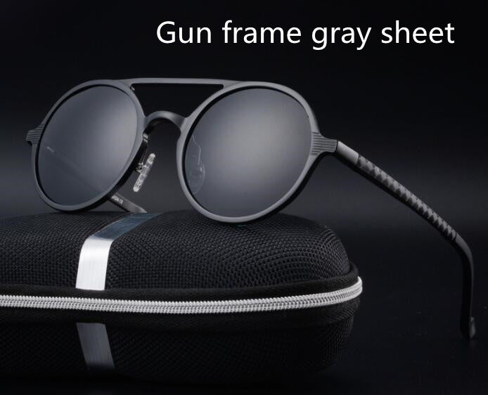 Retro Aluminum Magnesium Sunglasses Polarized Lens Vintage Eyewear Accessories Sun Glasses Driving Men Round Sunglasses